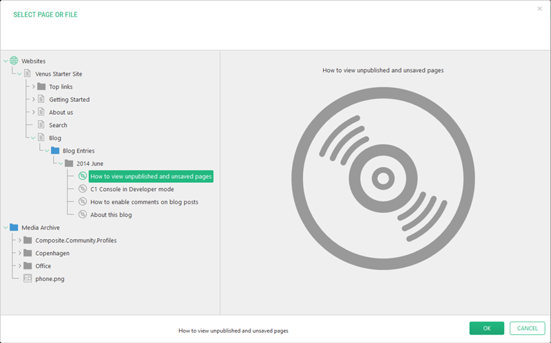Selecting a blog post to insert as a link in Visual Editor Selecting a blog post to insert as a link in Visual Editor