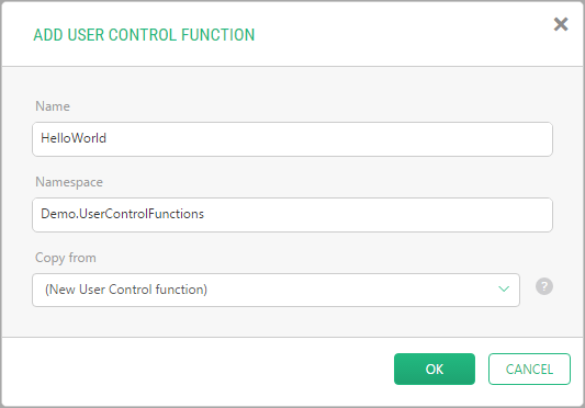 Adding a User Control function