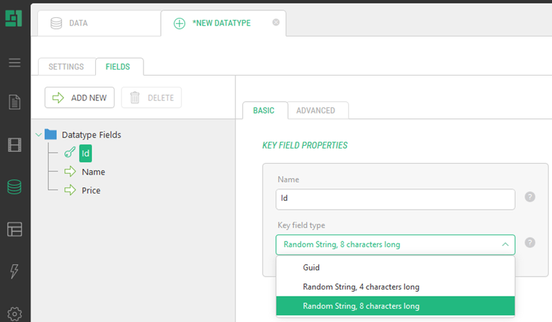 Changing the type of the key field in a data type