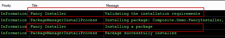 Installing log messages