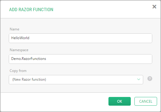 Adding a Razor function