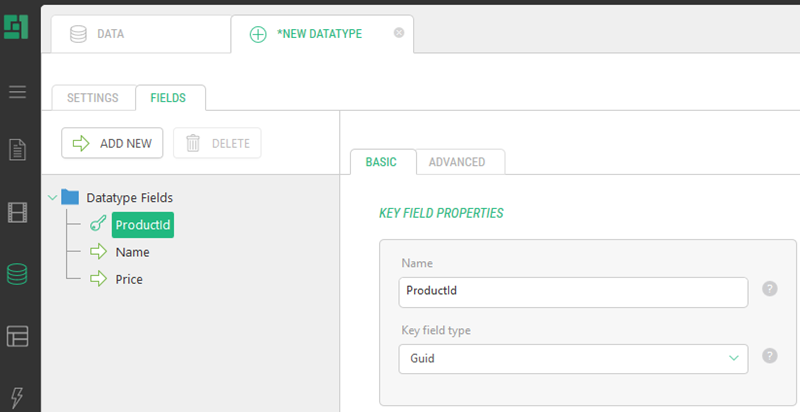 Renaming the key field in a data type